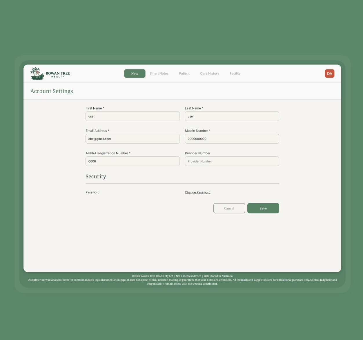 Account settings